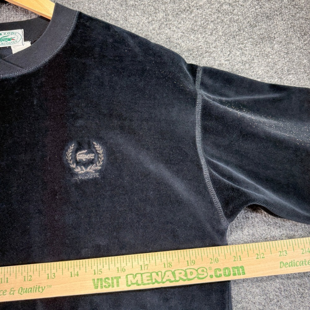 Izod Lacoste Velour Sweatshirt Men XL Navy Blue Crest Logo Pullover Vintage 80s? - Picture 7 of 11